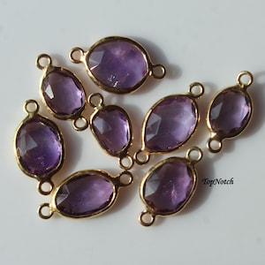 14K guld ametistkopplingar: Rosenslipad ädelstensram, dubbel ögla