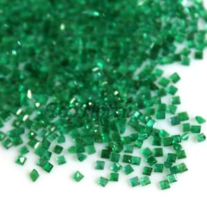 2.5mm Natural Green Emerald: Square Faceted Loose Gem