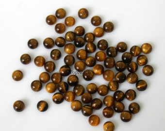 5PCS - 4MM Tiger's Eye Round Cabochon Loose Gems, Gemma Tiger Eye calibrata