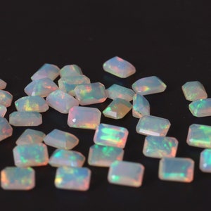 Piedra preciosa facetada octágono de ópalo etíope natural de 4x6 mm