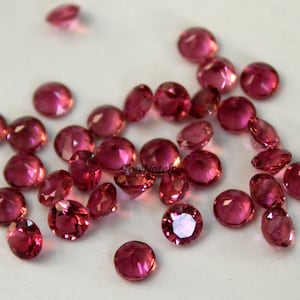 Natural Pink Tourmaline: Round Faceted AAA Quality, 10 Piece Lot