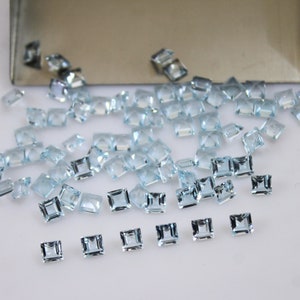 2.5MM Natural Sky Blue Topaz Square Cut Loose Gem