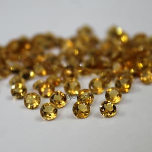 2MM Citirne Round Faceted Gemstone- Natural Citrine Gems