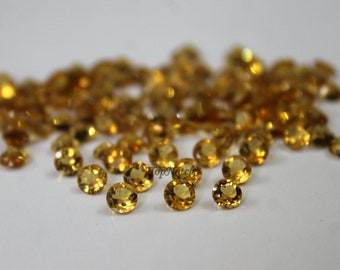 2MM Citirne Round Faceted Gemstone- Gemas de citrino natural