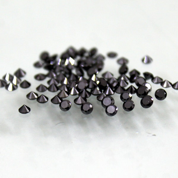 1.5 MM Black Diamond Round Loose Brilliant Cut Gemstone- Natural Black Diamond