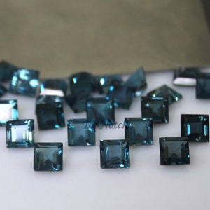 2.5MM Natural London Blue Topaz: Square Faceted Loose Gemstone