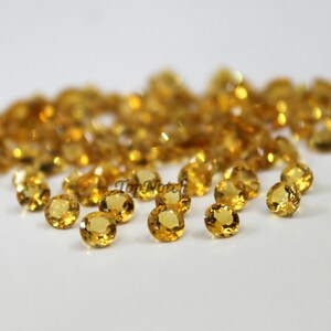 2.5MM Citirne Round Faceted Gemstone- Natural Citrine Gems
