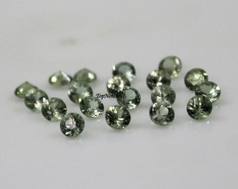 2MM Green Sapphire Natural Green Sapphire Round Brilliant Cut Gemstone Jewelry