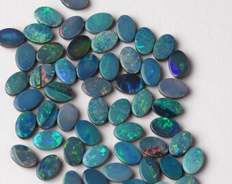 Natural 3x5 mm Opal Doublet Oval Cabochon Gemstone Mix Lot: Flashy Multi fire Gemstone