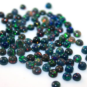 5mm Black Opal Round Cabochon Gemstone, Natural Black Opal Loose Gems for Jewelry, Calibrated Opal