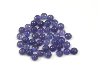 10 Piece Lot- Natural Tanzanite Round Cabochon Gemstone