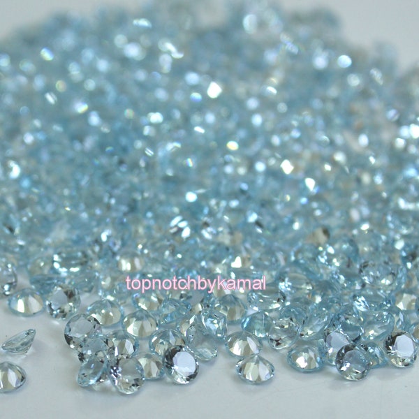 1.5MM Aquamarine Round Faceted Gemstone- Natural Aquamarine for Sale