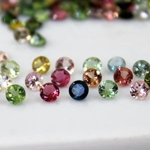 AAA 2mm Natural Tourmaline Faceted Loose Gemstone, MultiColor Tourmaline Round Cut Gems