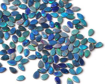 Natural 3x5 mm Opal Doublet Pear Cabochon Gemstone Mix Lot: Flashy Multi fire Gemstone