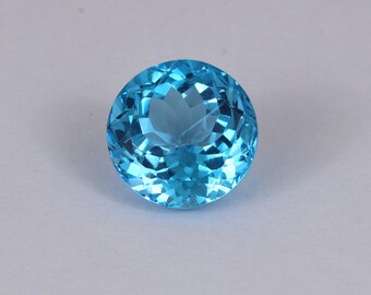 AAA Swiss Blue Topaz: 13.70 mm Round Faceted Loose Gem