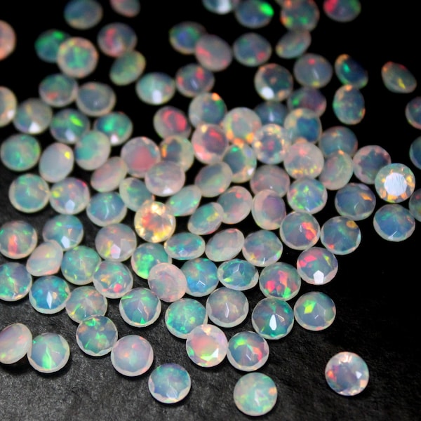 2MM Ethiopian Opal Round Faceted Gemstone- Loose Natural Opal Gems on Sale- Top Quality Opals for Jewelry Making