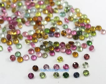 AAA 1mm Natural Multi-Color Tourmaline Round Faceted Gemstone