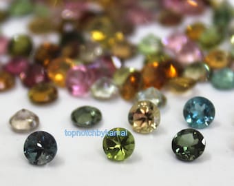 AAA Multi Color Tourmaline: 10 Piece Faceted Round Loose Gemstone Lot