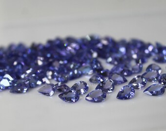Natural Tanzanite Gemstone: 4x5mm Pear Faceted Cut, Violet AA+
