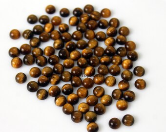 5PCS - 5MM Tiger's Eye Round Cabochon Loose Gems, Calibrato Tiger Eye Gemstone