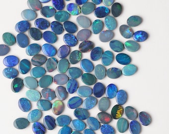 Natural 4x6 mm Opal Doublet oval Cabochon Gemstone Mix Lot: Flashy Multi fire Gemstone
