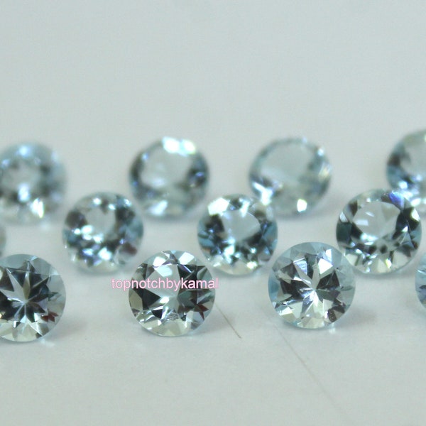 2MM Aquamarine Round Faceted Gemstone- Natural Aquamarine for Sale