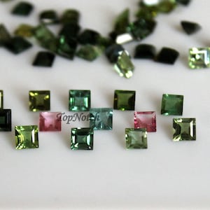 3MM Multicolor Tourmaline Square Faceted Gemstone image 1