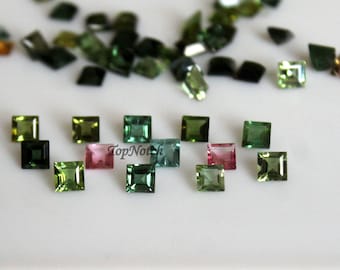 4MM Multicolor Tourmaline Gemstone: Square Faceted Loose Stone