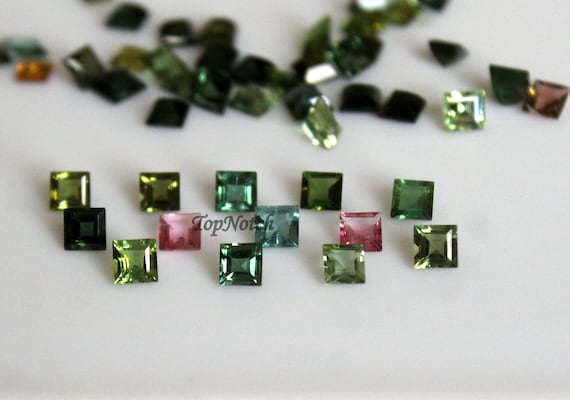 3MM Multicolor Tourmaline Square Faceted Gemstone