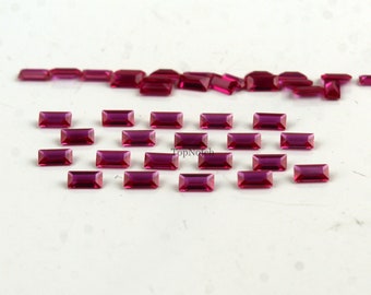 Im Labor erstellter Rubin Baguette: 1.5x3mm Rosa Schmuckstein