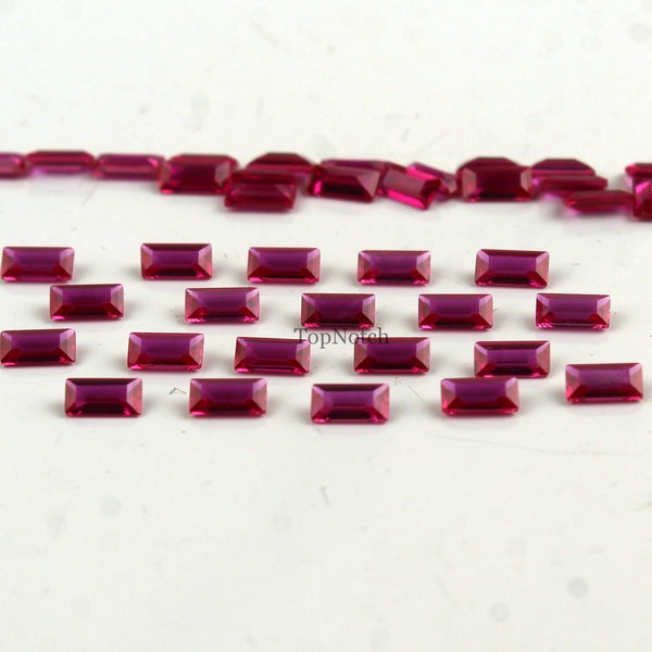 1.5x3mm Ruby, Lab Created Ruby/Faux Ruby, Synthetic Ruby Baguette Cut Gemstone, Top Quality Ruby Jewelry Gemstone