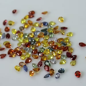 3x5MM Piedra preciosa de zafiro natural cortada en pera, gemas calibradas de zafiro múltiple para joyería- Piedra preciosa de alta calidad