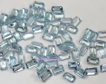 Natural Aquamarine Octagon Faceted Gemstones: AAA Quality, 10 Piece Lot
