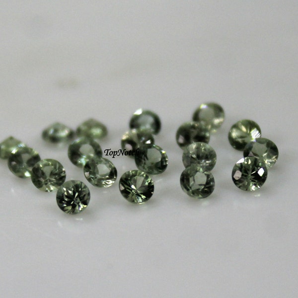 1.25MM Green Sapphire Natural Green Sapphire Round Brilliant Cut Gemstone Jewelry