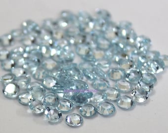 3mm Sky Blue Topaz: Round Rose Cut Gemstones, AAA Quality, 10 Piece Lot