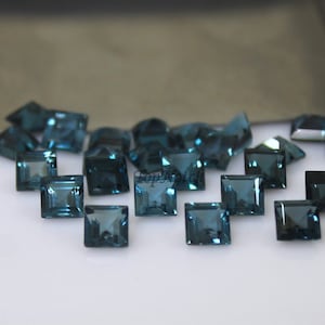 4MM London Blue Topaz Gemstone: Square Faceted Loose Topaz