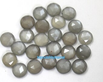 Natural Gray Moonstone Round Rose Cut 100% Top AAA Quality 10 Piece Lot For Super Sale