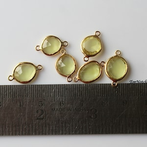14K Gold Lemon Quartz Connectors: Rose Cut Bezel, 6-11mm