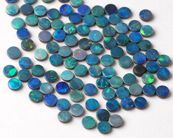 4 mm Natural Opal Doublet Cabochon Gemstone Mix Lot: Flashy Multi fire Gemstone