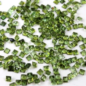 8 Pieces 3MM Green Tourmaline Square Gemstone, Natural AAA Tourmaline
