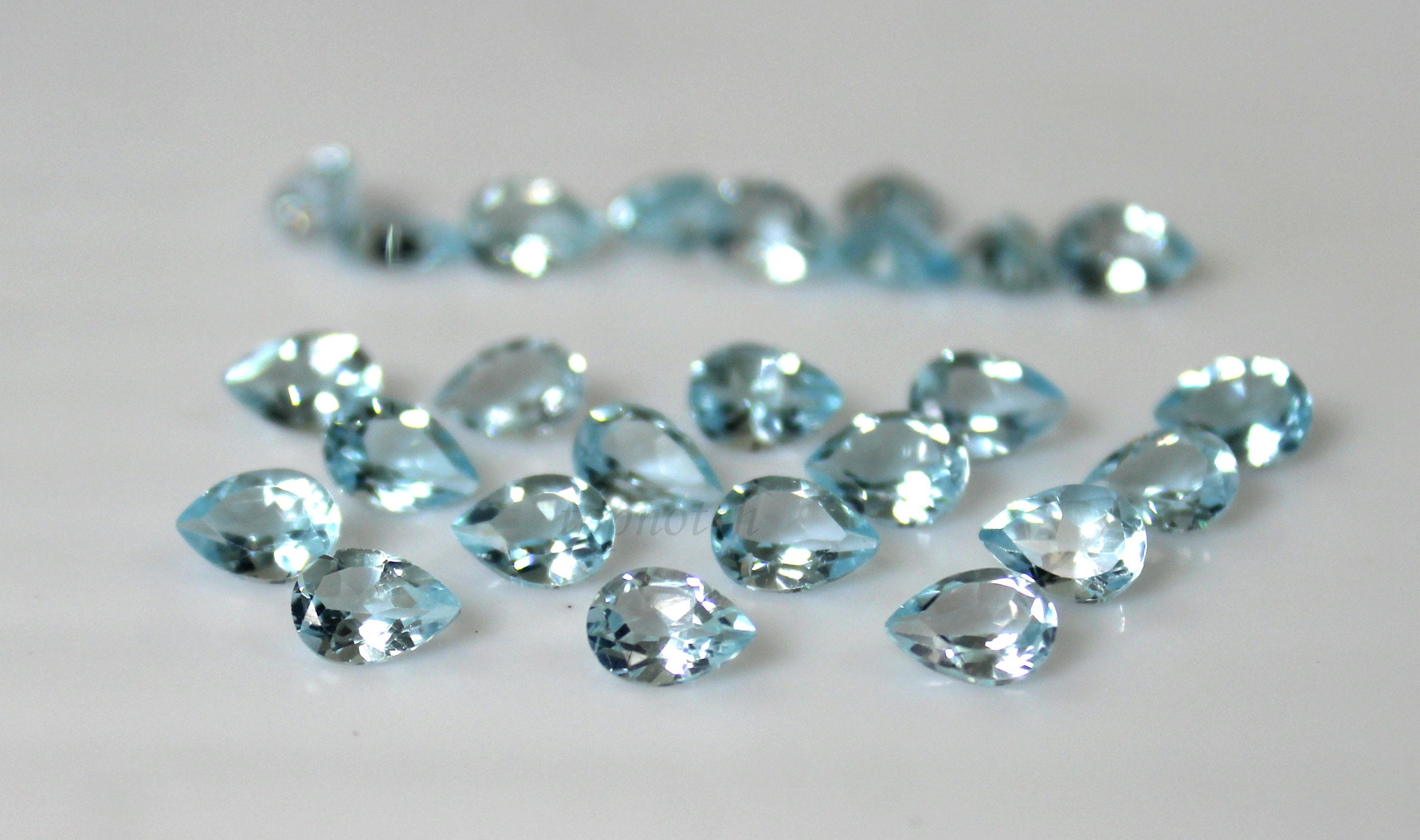 Natural Swiss Blue Topaz Loose Gemstones – 1.5x3mm Baguette Faceted Cut, Calibrated Size, AAA Quality For Jewelry Making (20 Pcs)
