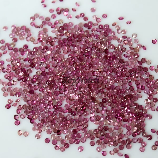 Natural 1MM Pink Tourmaline Round Cut Gemstone, AAA Calibrated Tourmaline Faceted for Sale