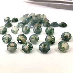 8MM Moos Achat Rund Facettiert Locker Edelstein- NaturMoos Achat