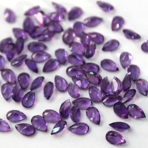 7x10MM Natural Amethyst Pear Faceted Gemstone- Loose Amethyst Pear Cut Gems- Purple Amethyst for Sale