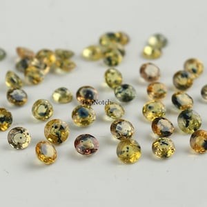 Bi Color Parti Sapphire Round Cut Gemstone, 4mm Natural Sapphire for Jewelry Making - Genuine Mined Yellow Blue Sapphire