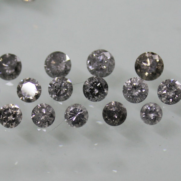 2 MM Salt And Pepper Diamond Round Brilliant Cut Loose Gemstone- Top Quality Diamonds