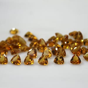 3mm Natural Brandy Citrine Gemstone: Trillion Faceted Loose Gems