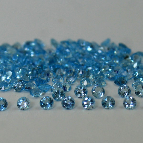 1.5MM Swiss Blue Topaz Round Faceted Gemstone- Natural Swiss Blue Topaz Loose Gems- Light Blue Topaz for Jewelry Making