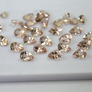 5x8mm Morganite Pear Cut Gemstone - AAA Natural Peach Morganite Faceted Gems for Sale
