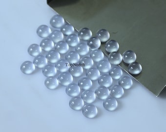 8mm AAA Blue Chalcedony Cabochon: Natural Round Gemstone